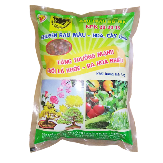 Phân Bón Npk 20-20-15 đa năng 3 màu (1Kg)- bón cây, rau, cây ăn trái, hoa kiểng - bón gốc dễ sử dụng, kích thích ra lá, ra hoa, đậu trái