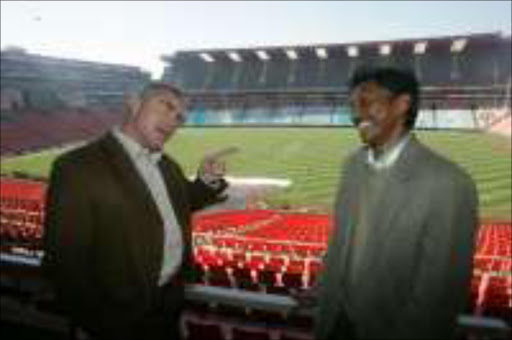 EXCITED: Chief executive of Ellis Park World of Sport George Stainton, left, and projects general manager Paul Appalsamy at their offices recently. Pic. Antonio Muchave. 10/08/2007. © Sowetan.