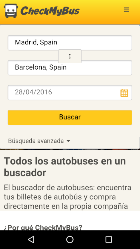 Android application CheckMyBus: Compare and find cheap bus tickets screenshort