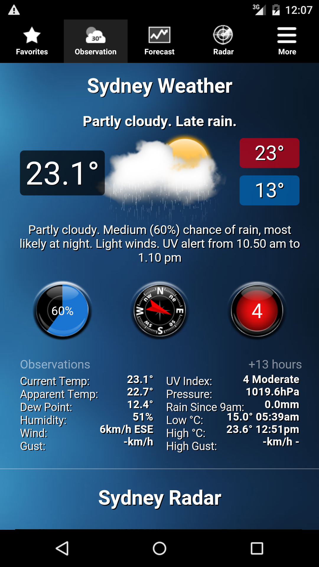 Android application Australian Weather and Widgets screenshort