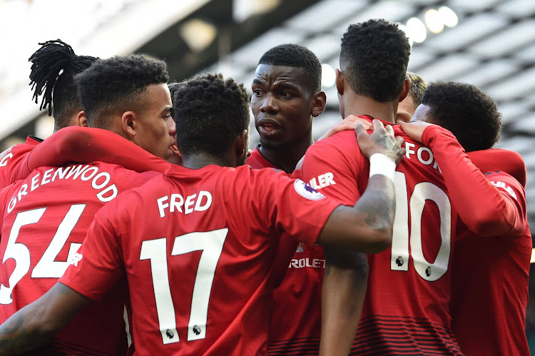 Paul Pogba of Manchester United scores his team's second goal from a penalty during the Premier League match between Manchester United and West Ham United at Old Trafford on April 13, 2019 in Manchester, United Kingdom.