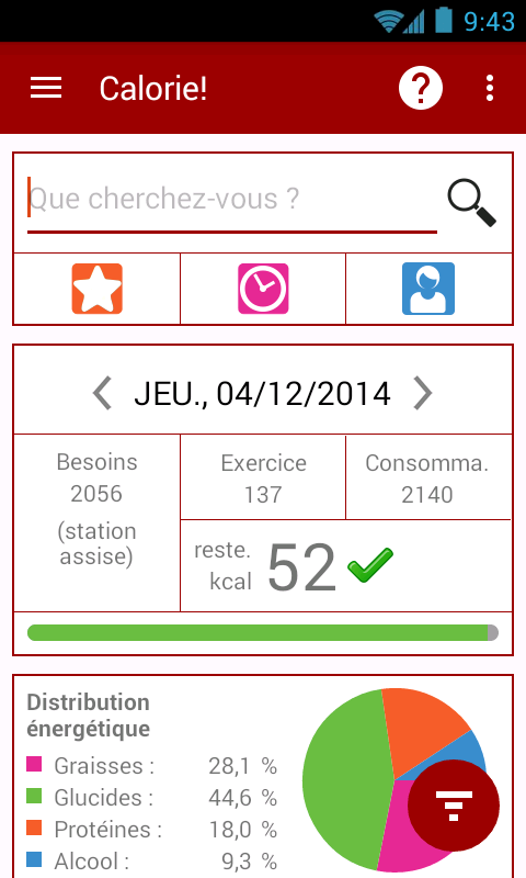 Android application Calorie counter Calories! screenshort