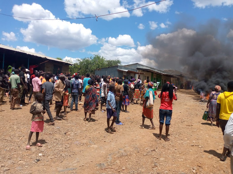 Starving residents of Tangulbei, Tiaty East, protest amid security operation on Saturday.