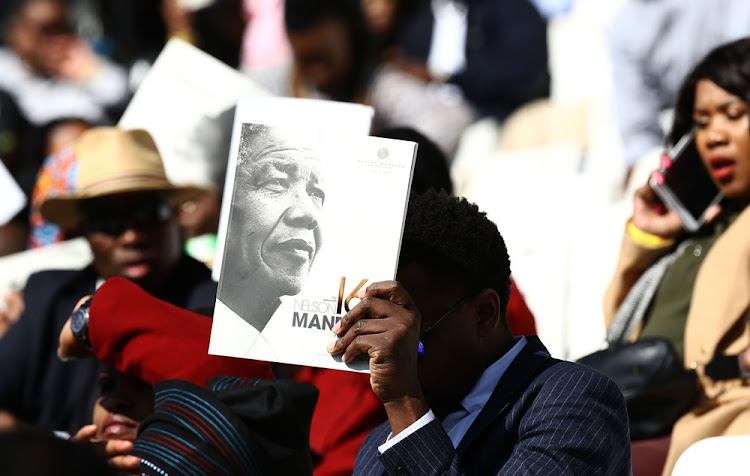 Attendees at the 16th Nelson Mandela Annual Lecture at Wanderers Stadium in Johannesburg waiting to hear former US President Barack Obama deliver the lecture on July 17 2018.