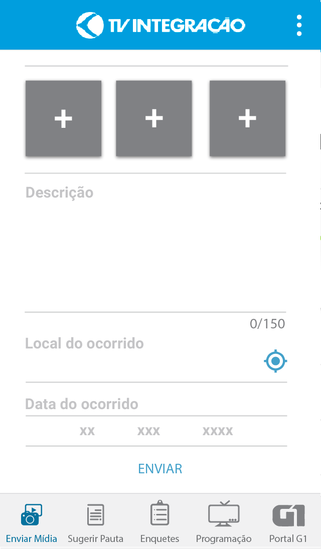 Android application TV Integração screenshort