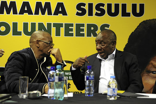 ANC secretary-general Ace Magashule and President Cyril Ramaphosa during the party's manifesto consultative workshop in Centurion.