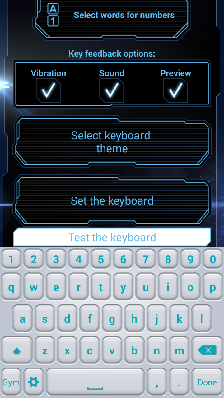 Android application Futuristic Theme Keyboard App screenshort