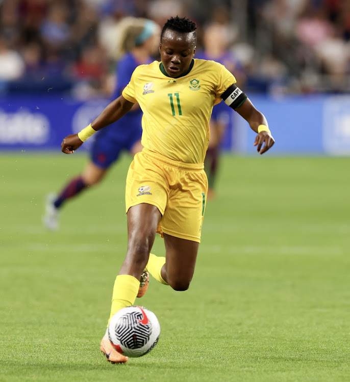Banyana Banyana striker Thembi Kgatlana scored her team's only goal against DRC in the Olympic qualifer.