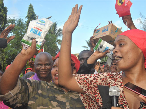 Jubilee Party supporters in Malindi celebrate after the Supreme Court upheld President Uhuru Kenyatta's reelection, Monday November 20, 2017. /ALPHONCE GARI