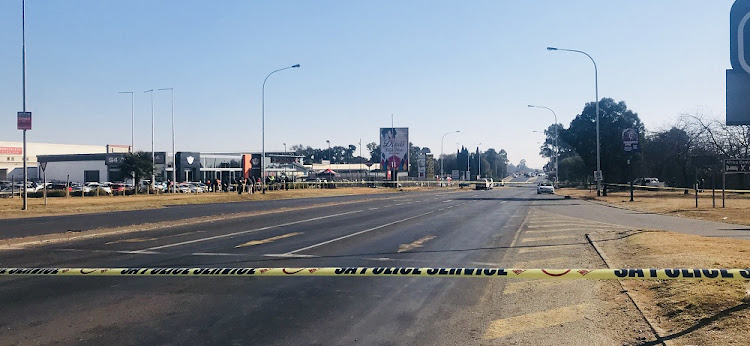 Atlas Road in Boksburg where a botched cash-in-transit heist took place this morning.