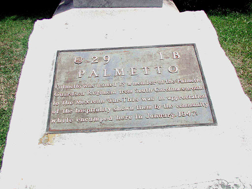 Palmetto was named by a member of the Palmetto Guards, a Regiment from South Carolina enroute to the Mexican War. This was in appreciation of the hospitality shown them by the community while...