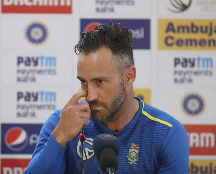 Faf du Plessis addresses media during the team's tour of India.