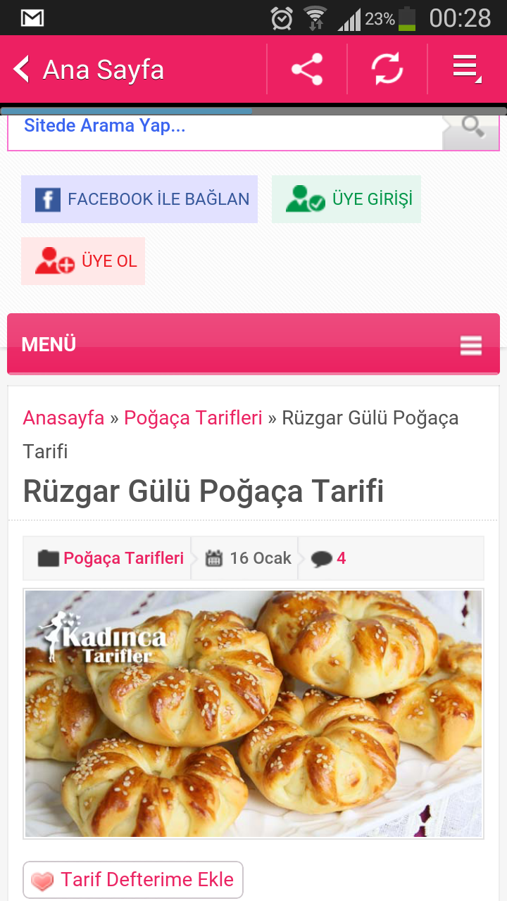 Android application Kadınca Tarifler screenshort