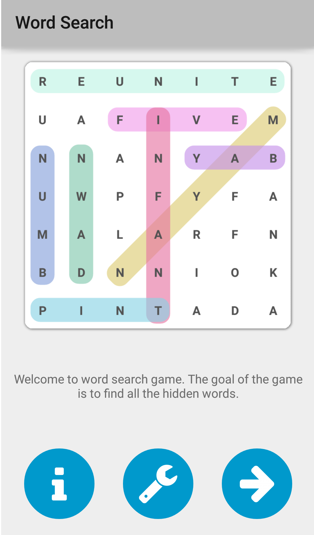 Android application Search Words Game screenshort