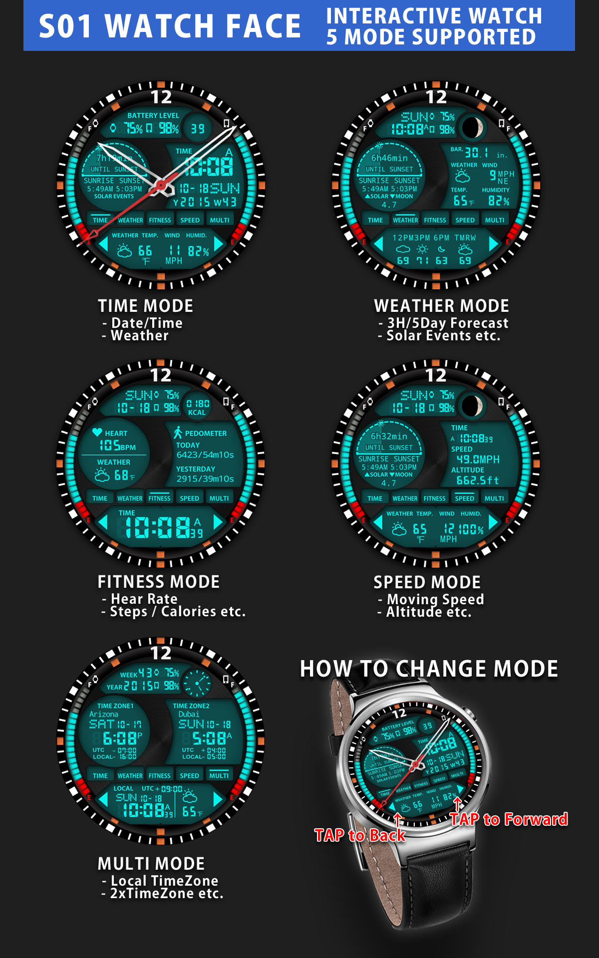 Android application S01 WatchFace for Moto 360 screenshort
