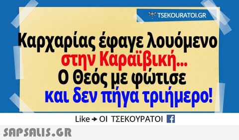 TSEKOURATOL.GR Καρχαρίας έφαγελουόμενο στην Κάραϊβική. 0 θεός με φτισε και δεν τήγα τριήμερο! Like+ΟΙ ΤΣΕΚΟΥΡΑΤΟΙ