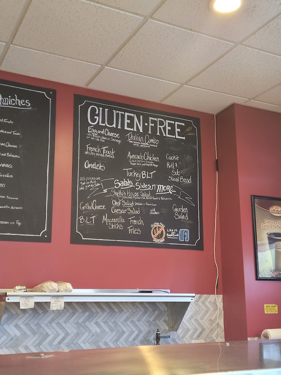 Shelly's Deli gluten-free menu