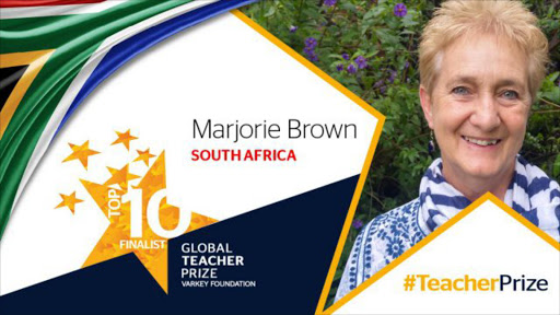 Marj Brown has been named in the top 10 of the Varkey Foundation Global Teacher Prize.