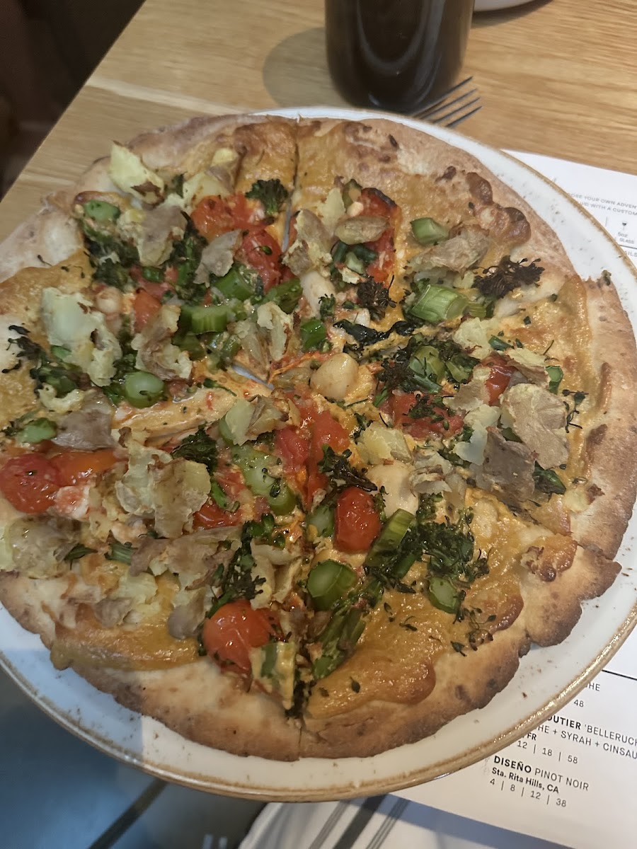 GF broccolini/potato pizza (also vegan)