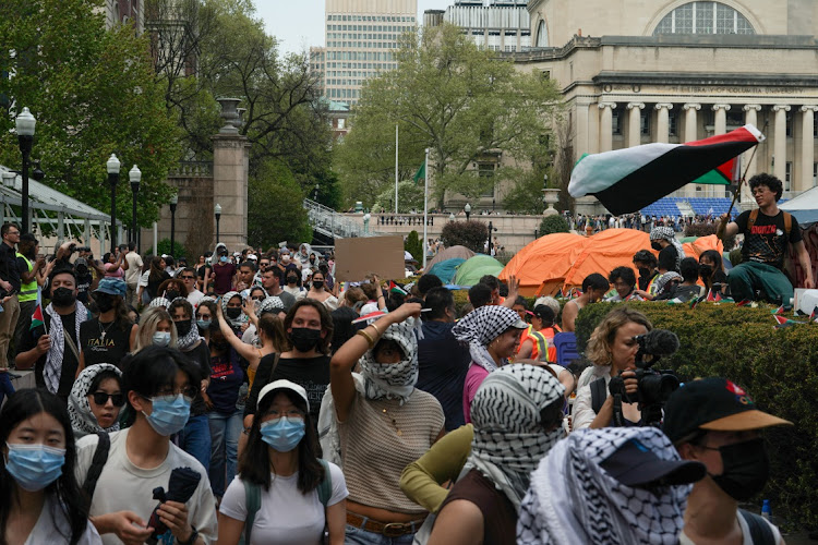 Students march on Columbia University campus in New York, the US, April 29 2024. Picture: REUTERS/DAVID DEE DELGADO