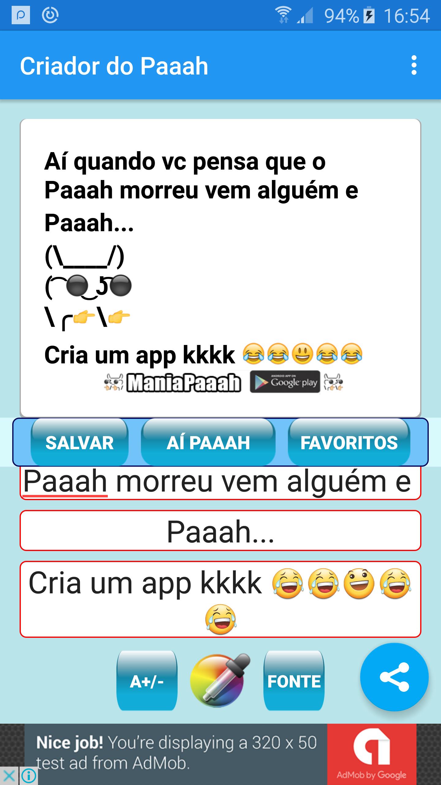 Android application Criador Paaah, Crie sua Zueira screenshort