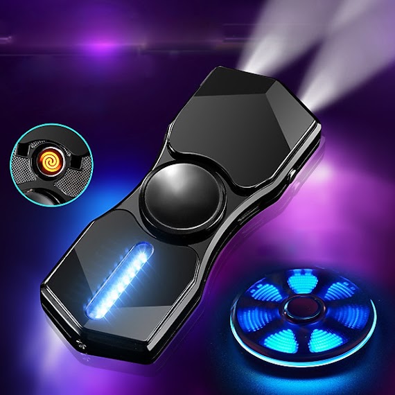 Hột Quẹt Bật Lửa Hồng Ngoại Kiêm Đèn Pin Sạc Điện USB Kiểu Dáng Spinner Tạo 12 Hiệu Ứng Đèn Led(màu ngẫu nhiên) - Video Review