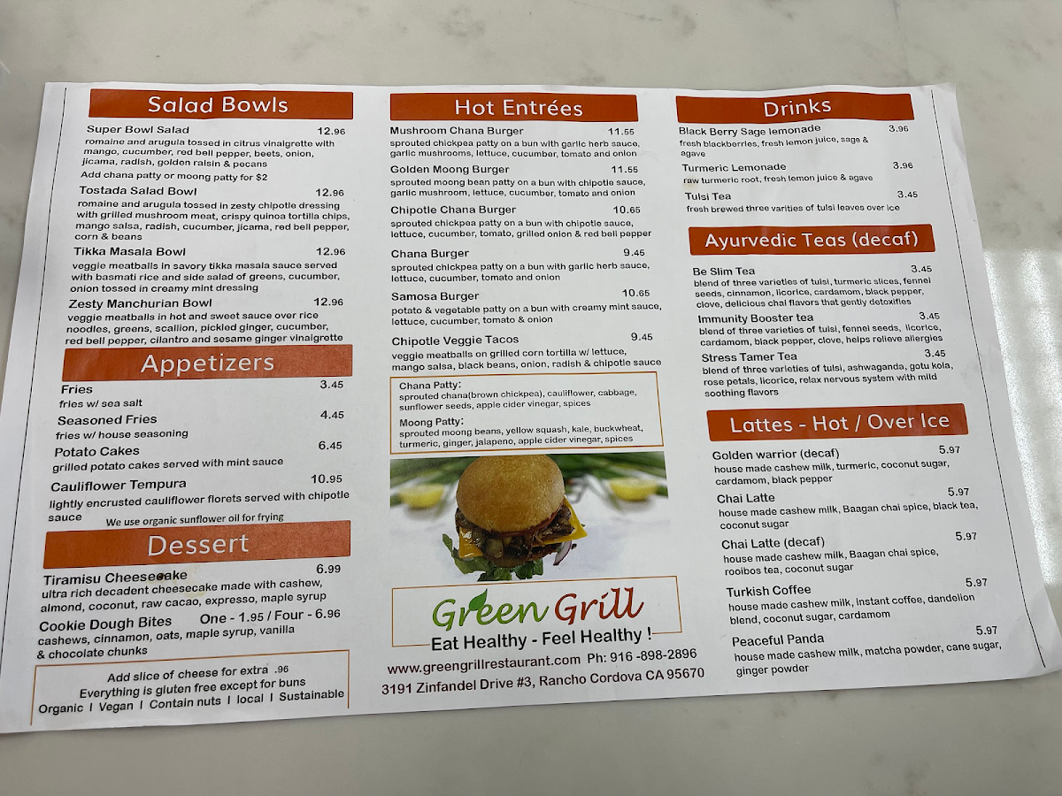 Green Grill gluten-free menu