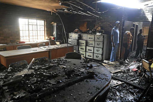 The badly damaged Soshanguve High School after a fire. /THULANI MBELE