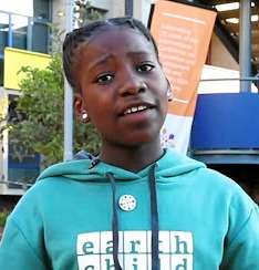 Yola Mgogwana led a strike of more than 2,000 children outside parliament against climate inaction.