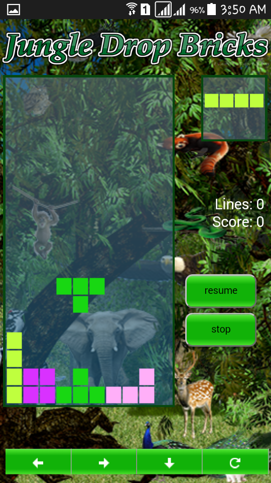 Android application Jungle Drop Bricks screenshort