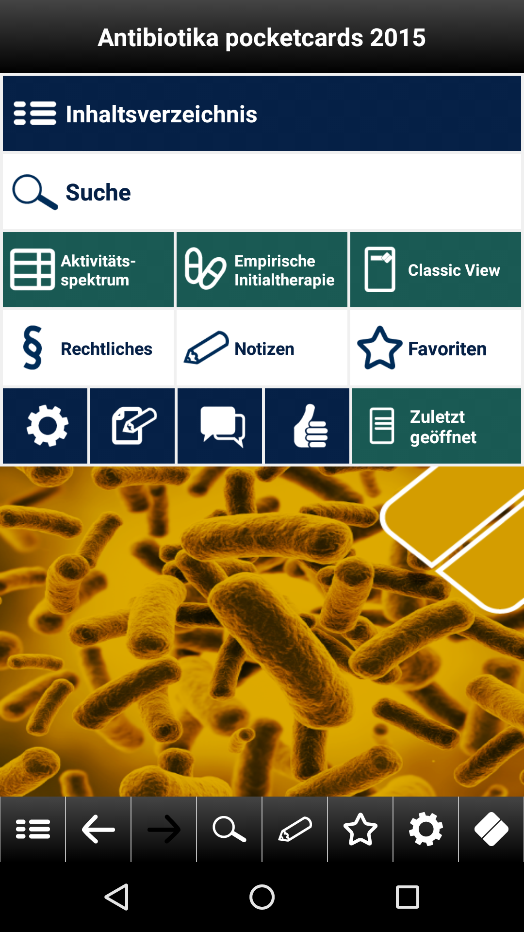 Android application Antibiotika pocketcards 2015 screenshort