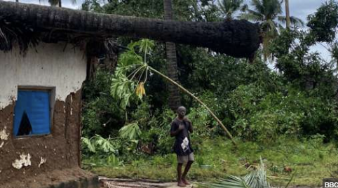 A house destroyed in Mafia Island as a result of Cyclone Hidaya on Saturday, May 4, 2024.