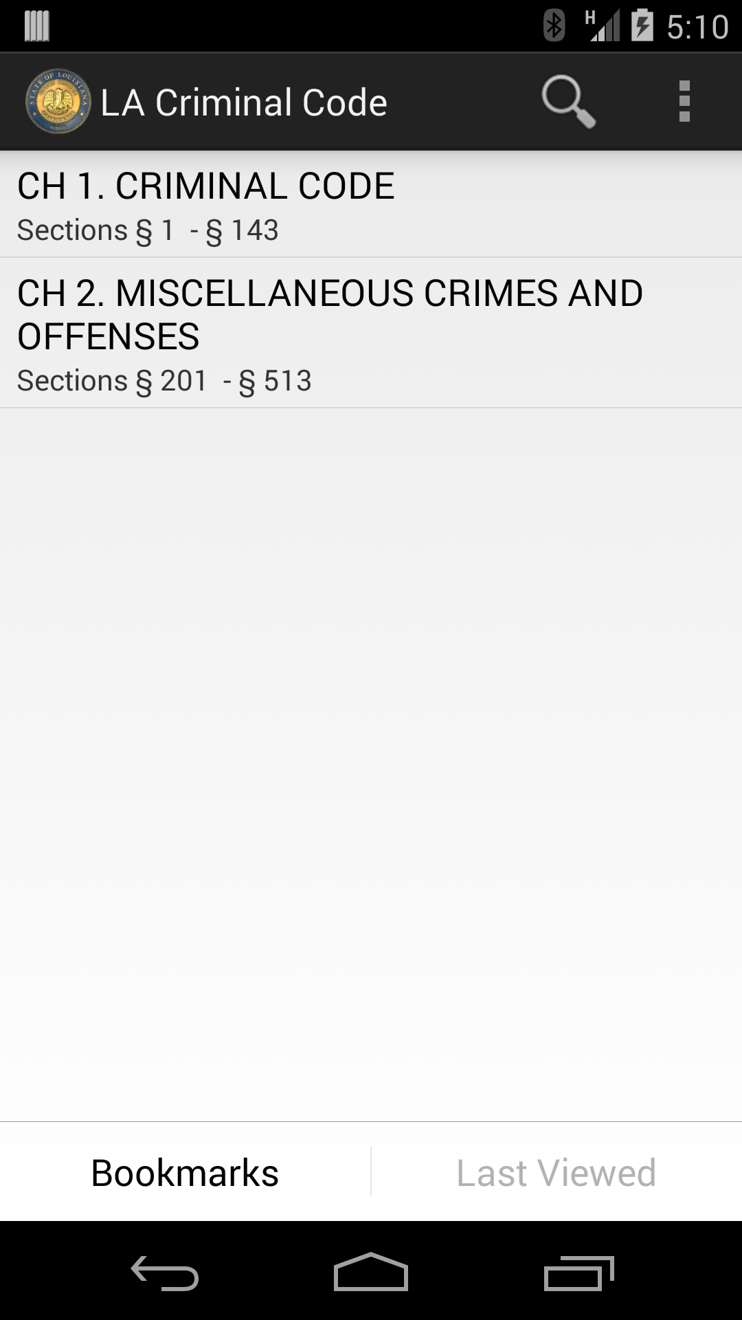 Android application 2016 Louisiana Criminal Code screenshort