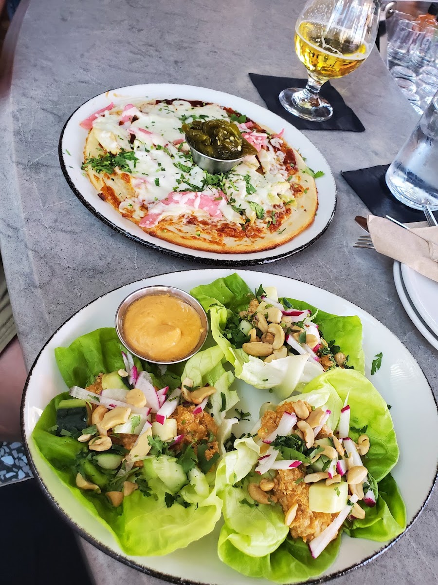 Thai lettuce wraps and BBQ chicken flatbread!