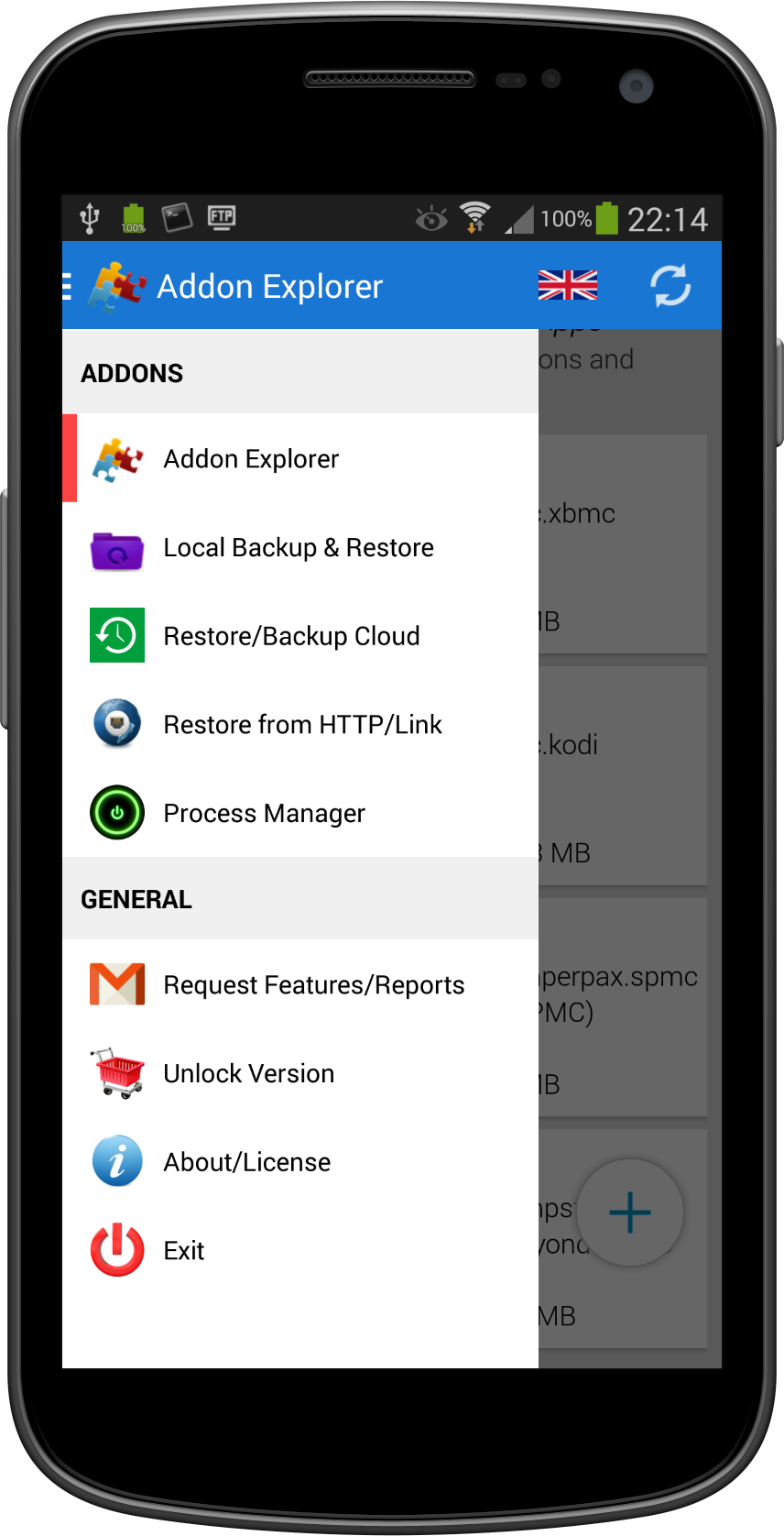 Android application XBMC/KODI ADDONS EXPLORER screenshort