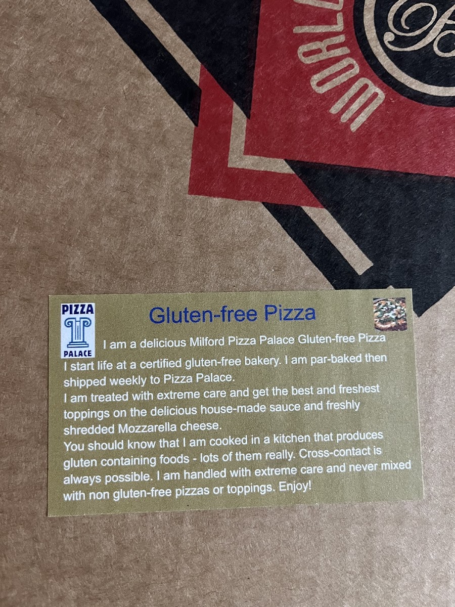 Gluten free pizza label