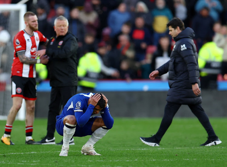Chelsea's Thiago Silva looks dejected after their Premier League draw against Sheffield United at Bramall Lane in Sheffield on Sunday.