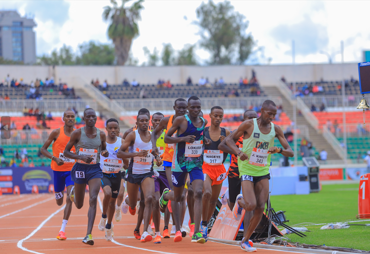Athletes during the Absa Kip Keino Classic sponsored by Absa Bank, at the Nyayo National Stadium on April 20, 2024.