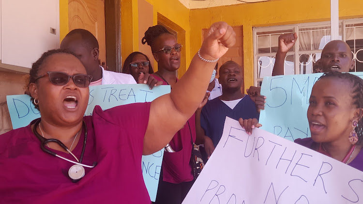 Doctors in Turkana County holding protests on Friday, March 15, 2024.