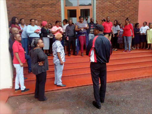 ON STRIKE: Members of the National Education, Health and Allied Workers' Union have reactivated their strike action after they did not get satisfactory responses from legislature speaker Noxolo Kiviet Picture: SUPPLIED