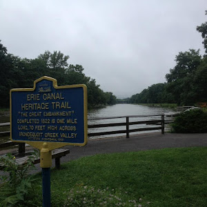 Erie Canal Heritage Trail  'The Great Embankment'  Completed 1822 is one mile long, 70 feet high across Irondequoit Creek Valley  Pittsford Bicentennial 1989. Submitted by @toddnatti