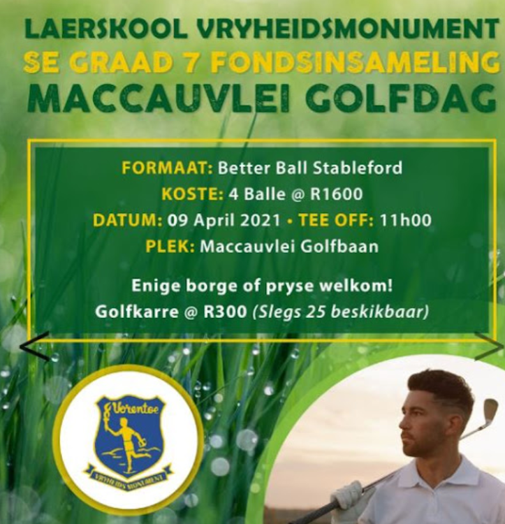 The flyer advertising the golf day which took place at Maccauvlei golf course where golfers ended up attacking each other amid accusations of stealing a cellphone.