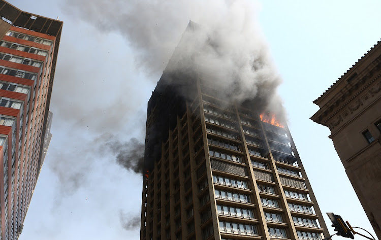 Fire, which resulted in the death of three firefighters, ravaged the government building in the Johannesburg city centre.