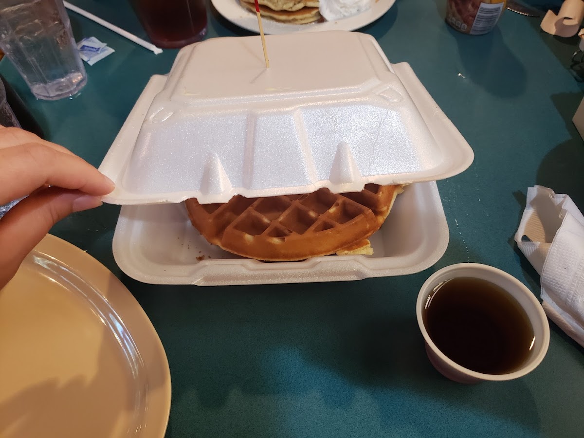 Gluten free waffle, served to avoid cc