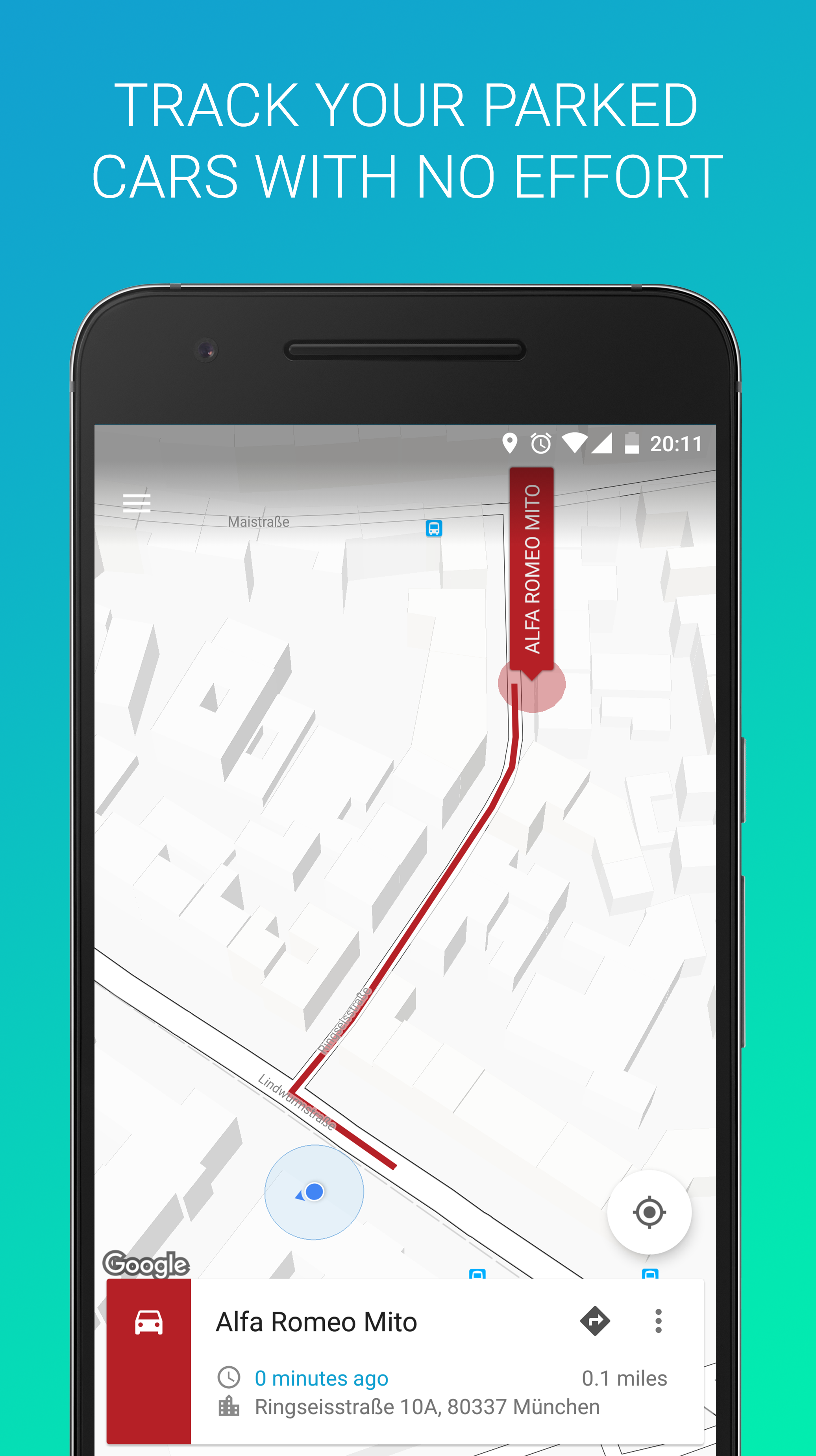 Android application Parkify - Where is my car? screenshort