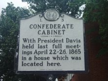 With President Davis held last full meetings April 22-26, 1865 in a house which was located here.Plaque via North Carolina Highway Historical Marker Program, and is used with their permission....