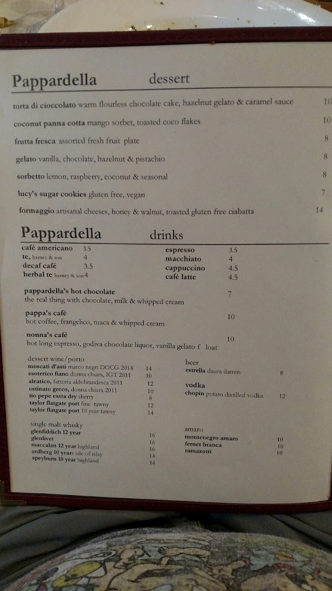 Pappardella gluten-free menu