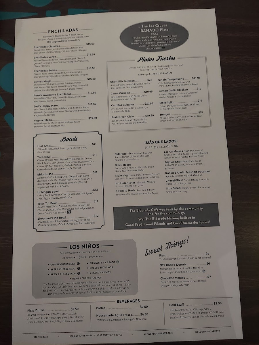 Eldorado Cafe gluten-free menu