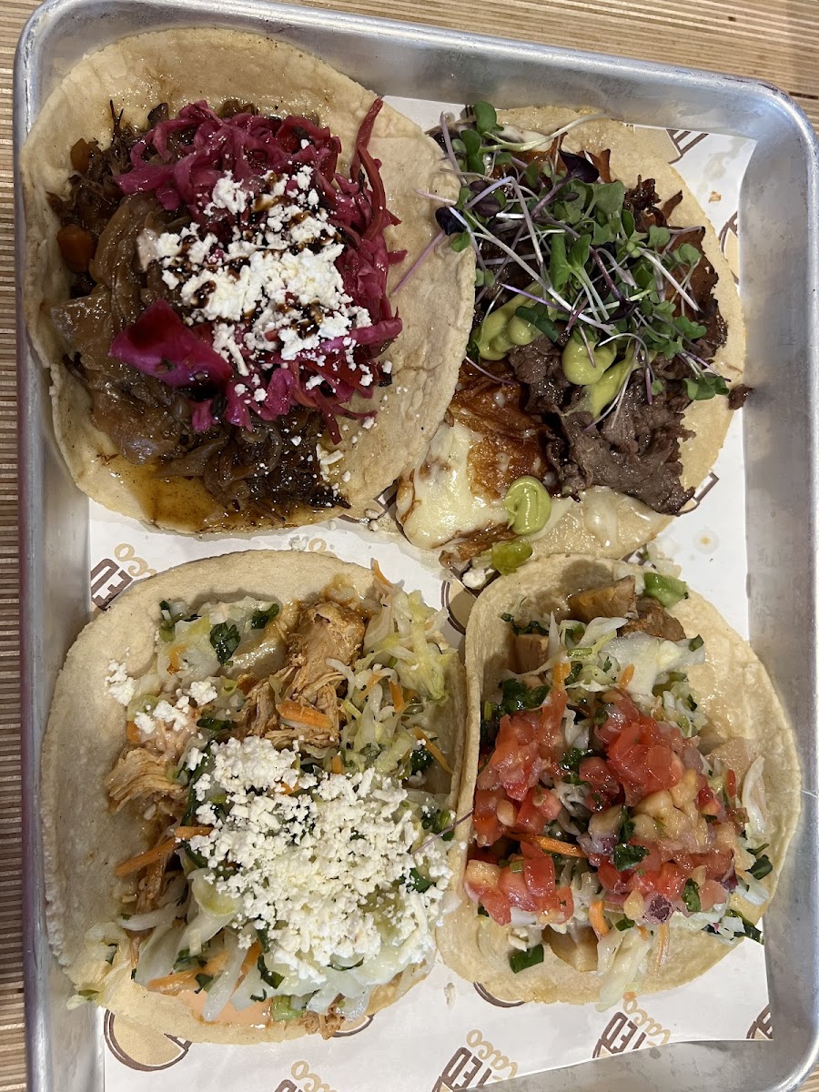 Some of the tacos on the gluten free menu
