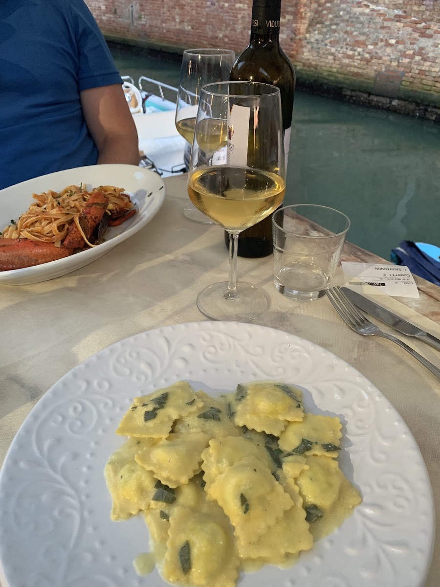 GF ravioli with butter and sage